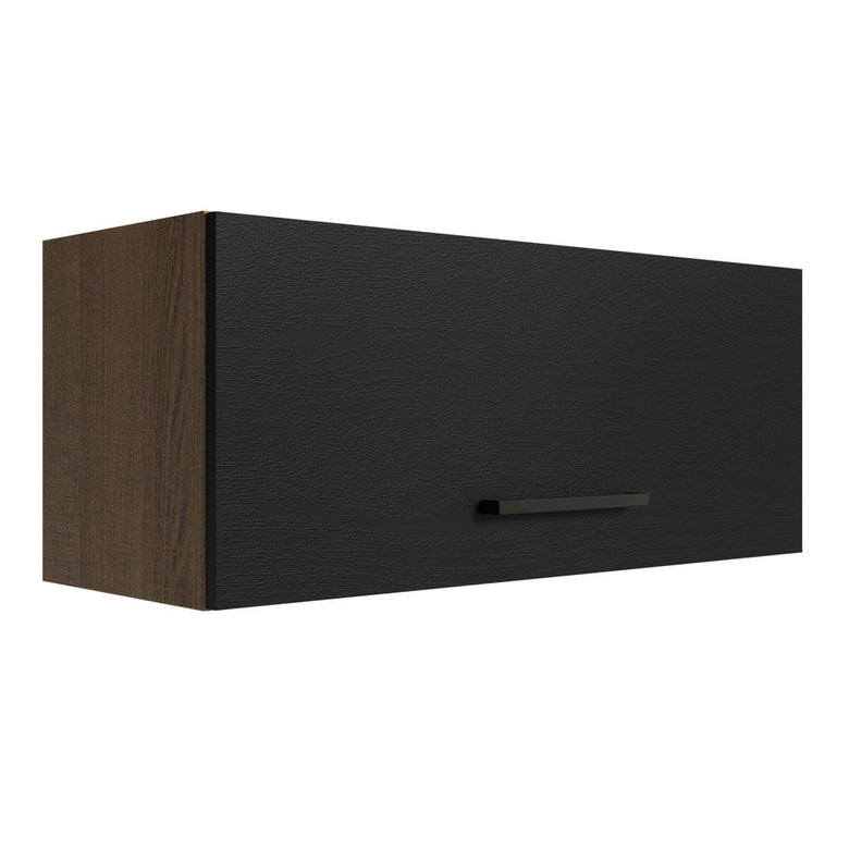 Armário Aéreo Multiuso 80cm 1 Porta Basculante Rustic/Preto Agata Madesa