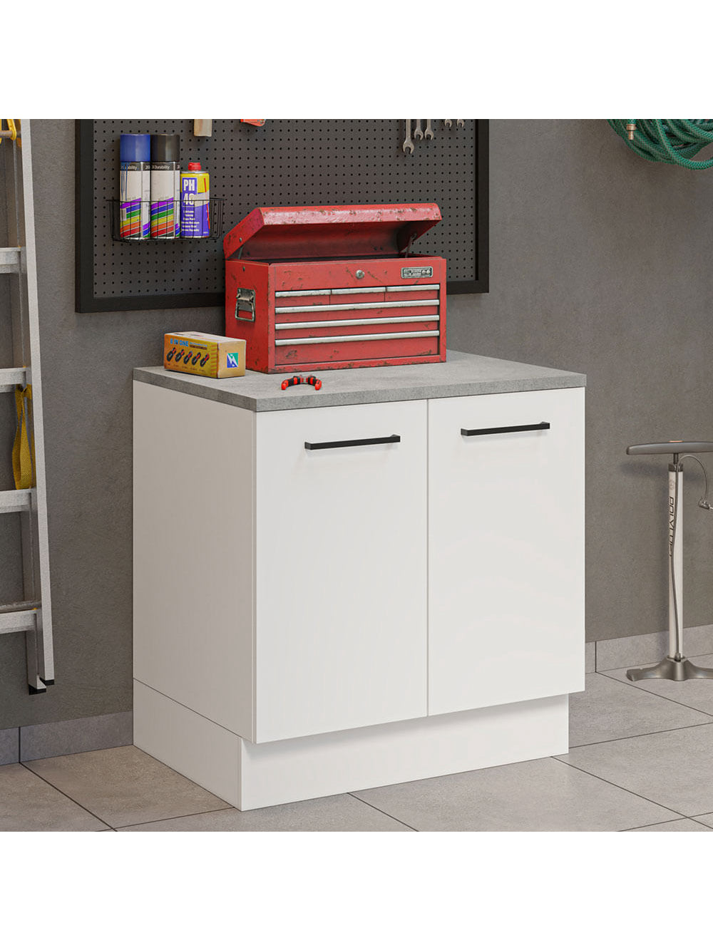 Balcão Multiuso 80cm 2 Portas Branco Agata Madesa - Branco