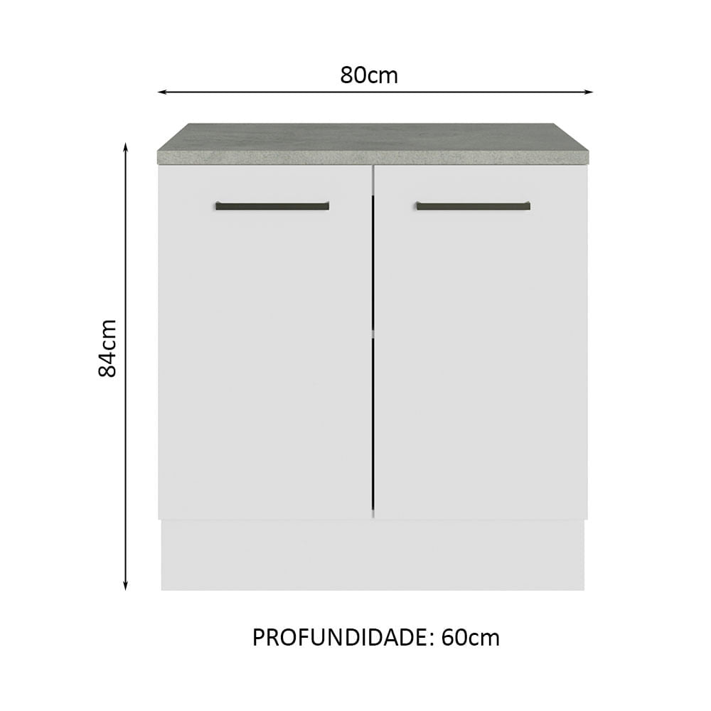 Balcão Multiuso 80cm 2 Portas Branco Agata Madesa