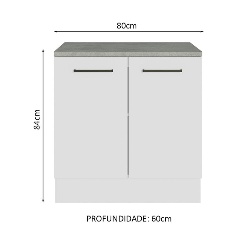 Balcão Multiuso 80cm 2 Portas Branco Agata Madesa