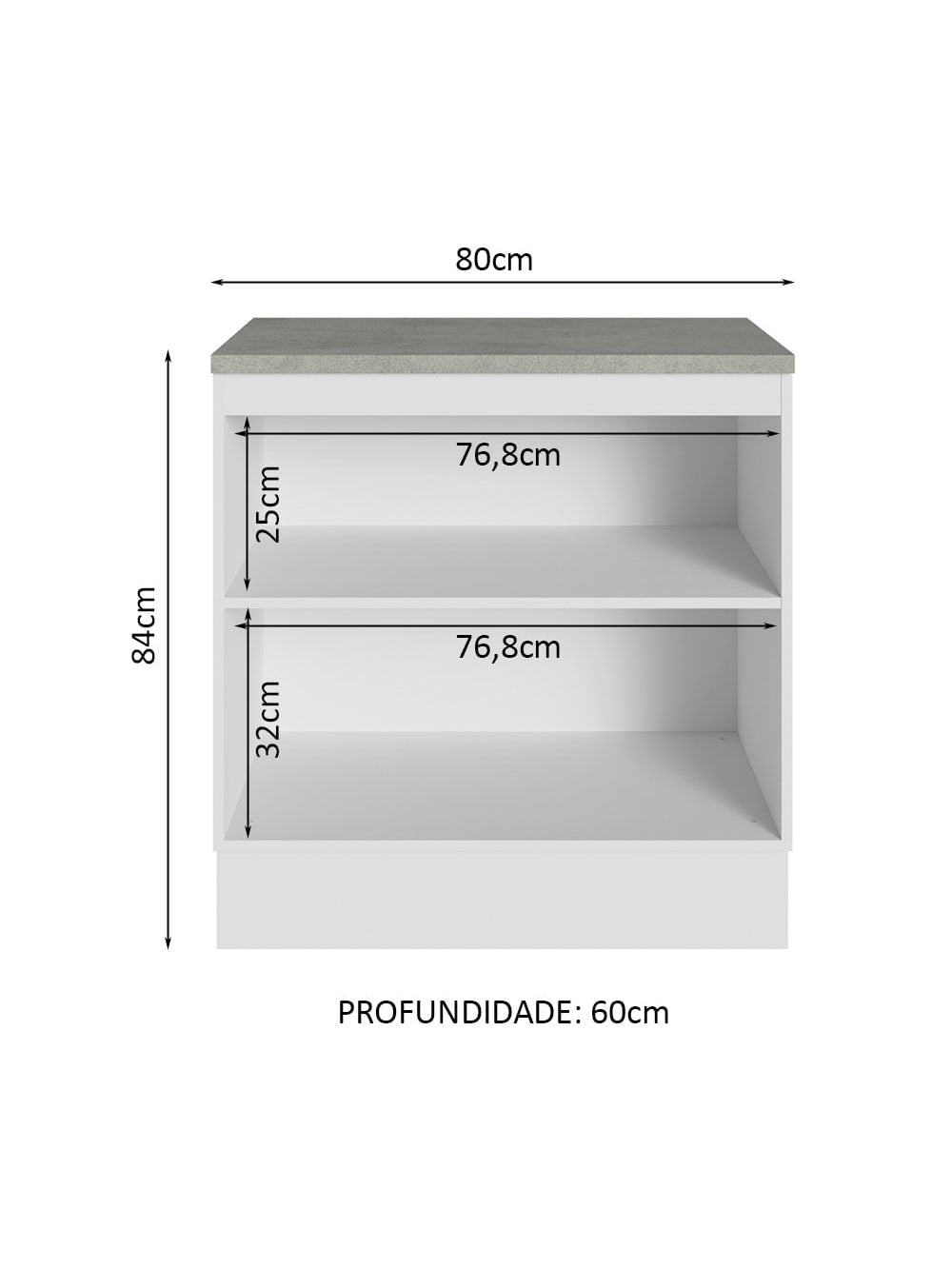Balcão Multiuso 80cm 2 Portas Branco Agata Madesa