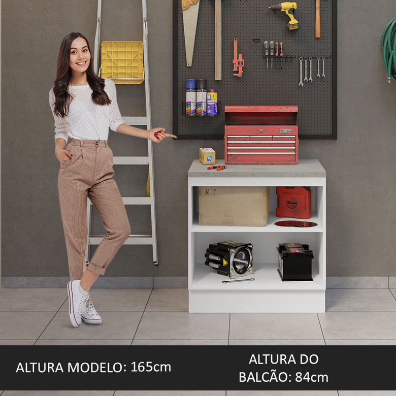 Balcão Multiuso 80cm 2 Portas Branco Agata Madesa