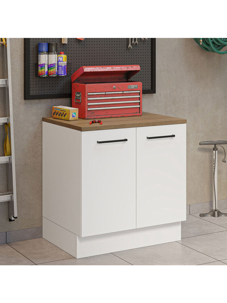 Balcão Multiuso 80cm 2 Portas Branco/Rustic Agata Madesa