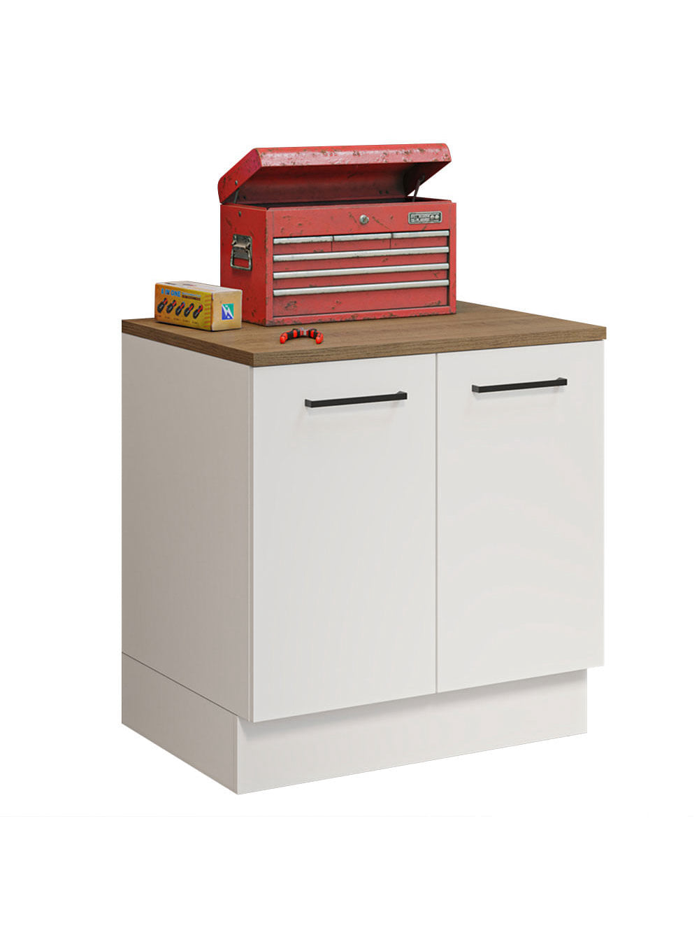 Balcão Multiuso 80cm 2 Portas Branco/Rustic Agata Madesa - Branco/Rustic