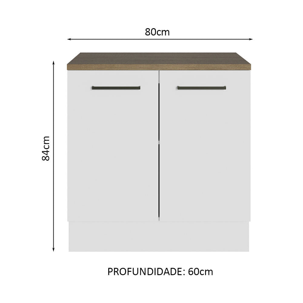 Balcão Multiuso 80cm 2 Portas Branco/Rustic Agata Madesa