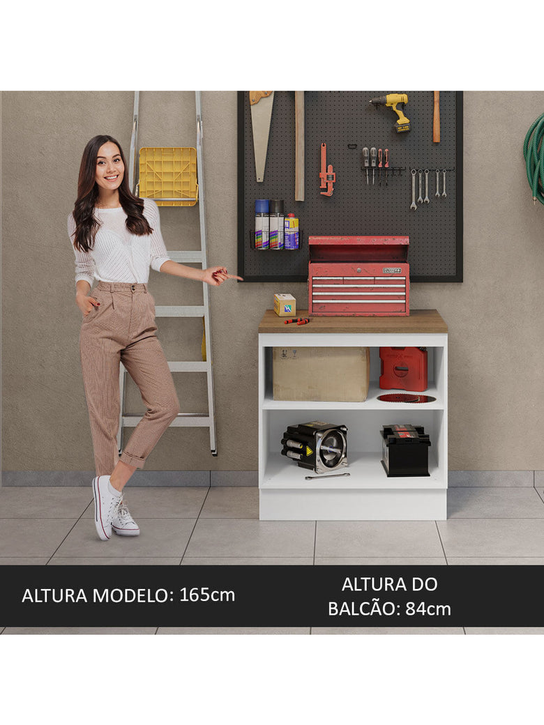 Balcão Multiuso 80cm 2 Portas Branco/Rustic Agata Madesa