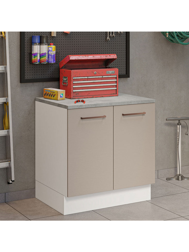 Balcão Multiuso 80cm 2 Portas Branco/Crema Agata Madesa