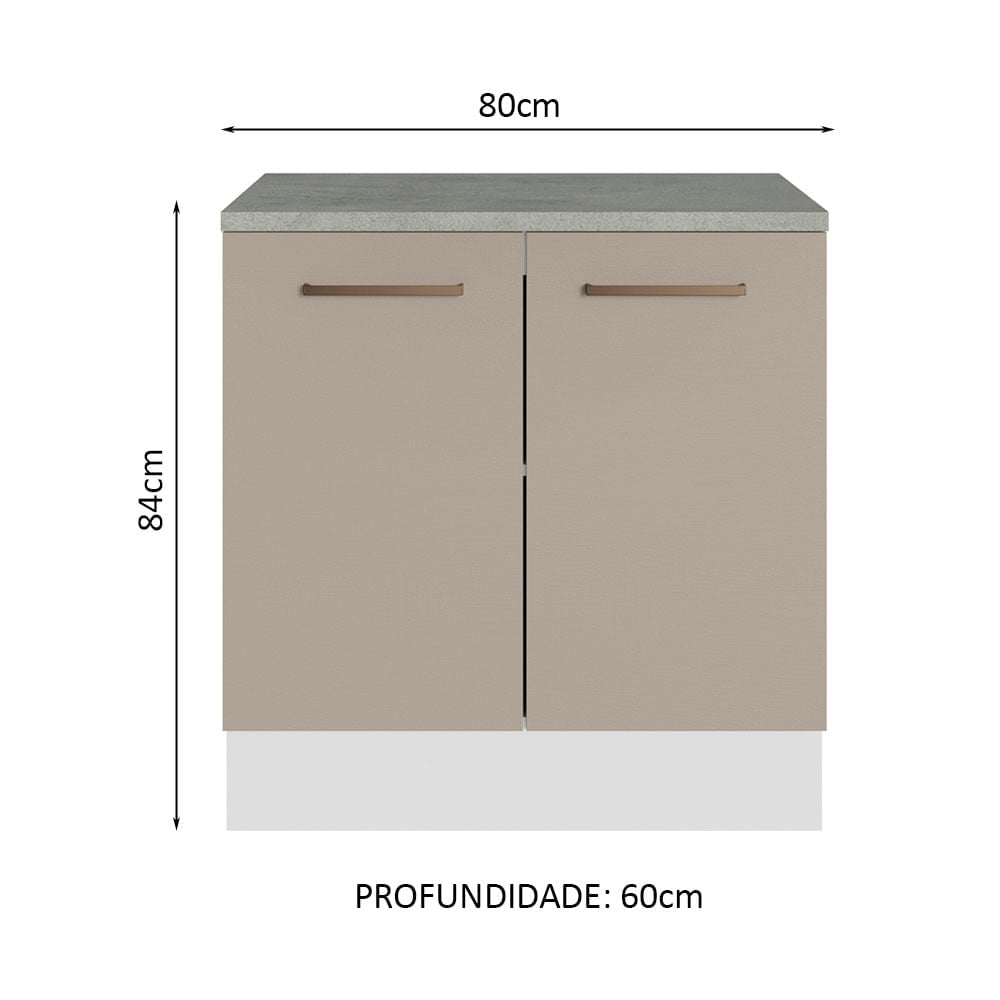 Balcão Multiuso 80cm 2 Portas Branco/Crema Agata Madesa