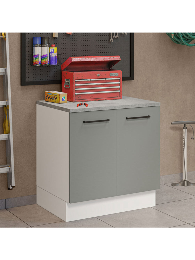Balcão Multiuso 80cm 2 Portas Branco/Cinza Agata Madesa