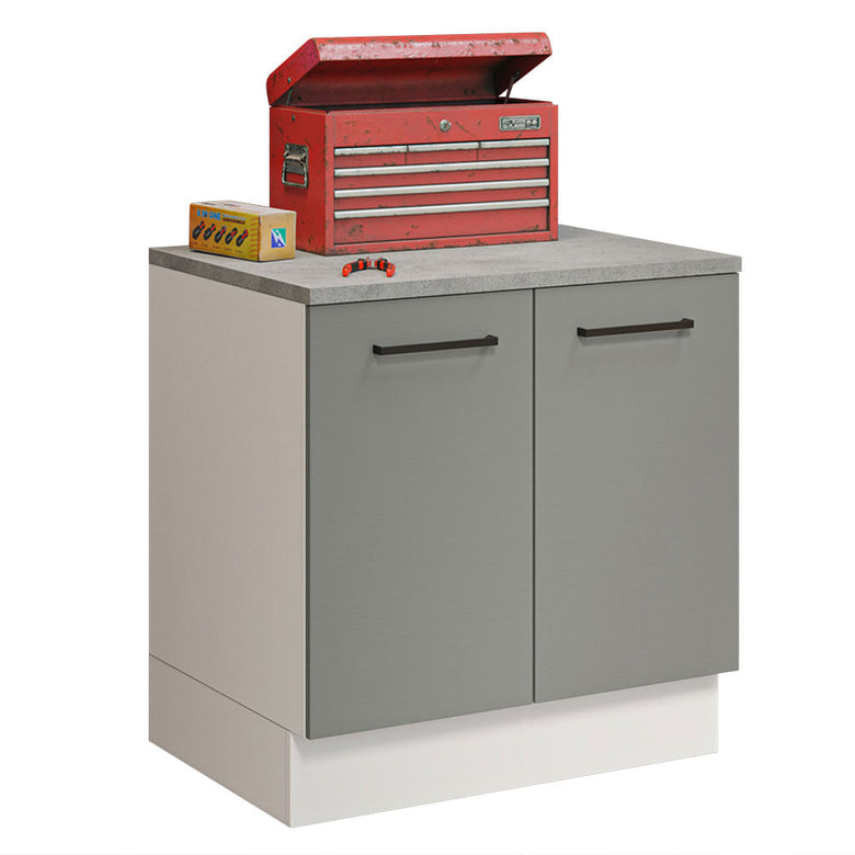 Balcão Multiuso 80cm 2 Portas Branco/Cinza Agata Madesa