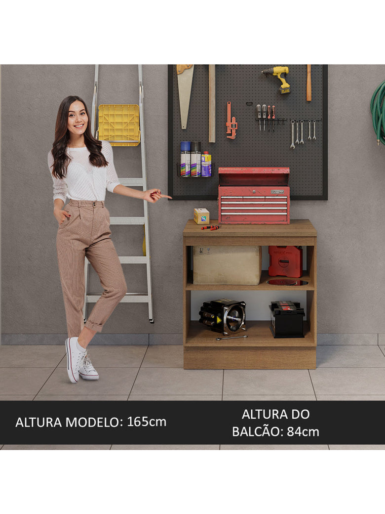 Balcão Multiuso 80cm 2 Portas Rustic/Branco Agata Madesa