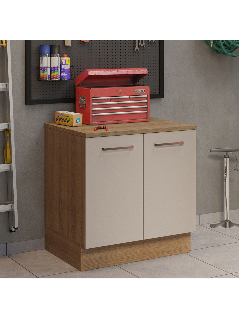 Balcão Multiuso 80cm 2 Portas Rustic/Crema Agata Madesa - Rustic/Crema