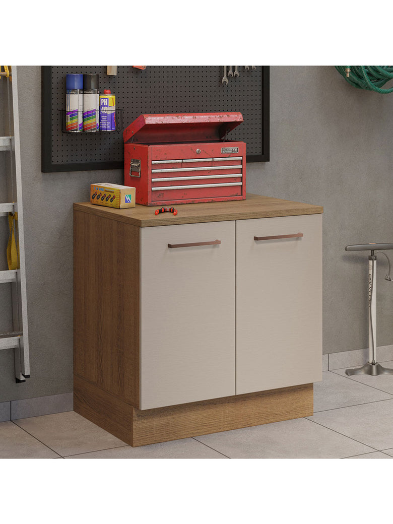 Balcão Multiuso 80cm 2 Portas Rustic/Crema Agata Madesa