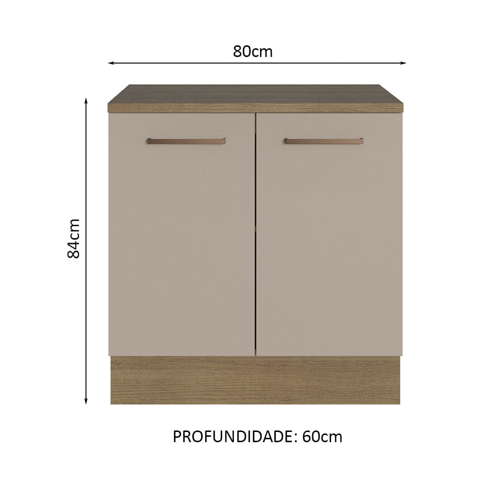 Balcão Multiuso 80cm 2 Portas Rustic/Crema Agata Madesa
