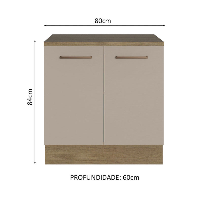 Balcão Multiuso 80cm 2 Portas Rustic/Crema Agata Madesa