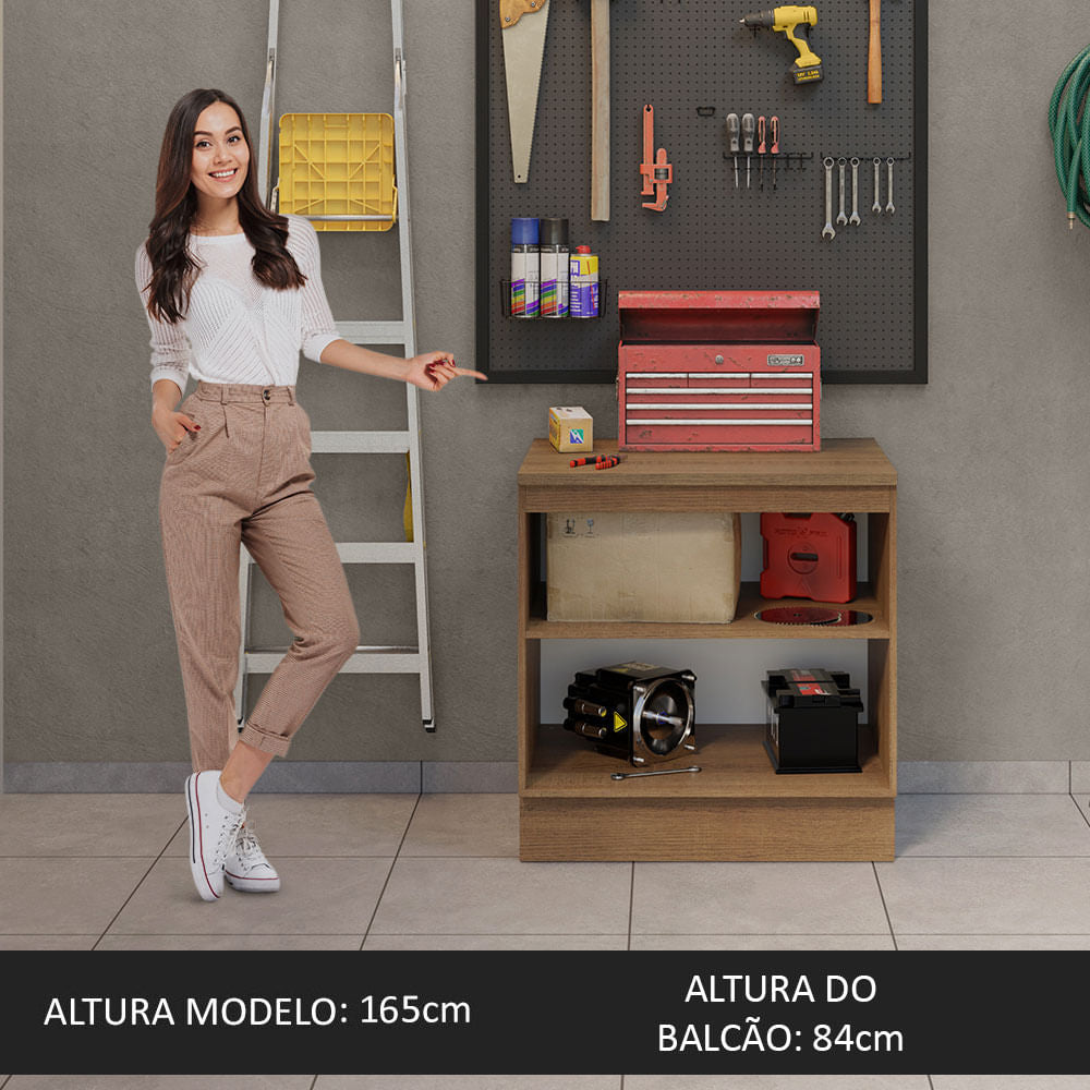 Balcão Multiuso 80cm 2 Portas Rustic/Crema Agata Madesa