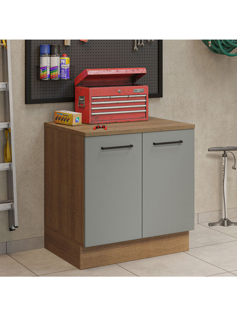 Balcão Multiuso 80cm 2 Portas Rustic/Cinza Agata Madesa