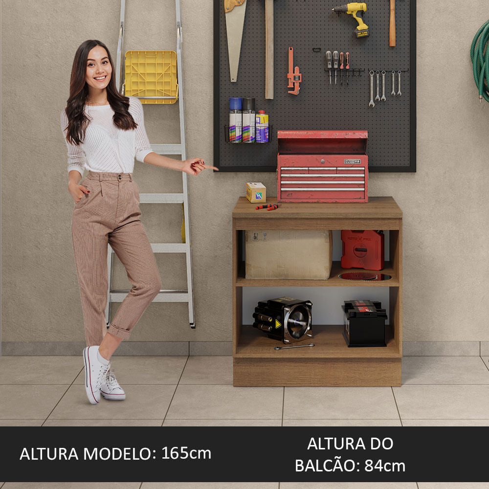 Balcão Multiuso 80cm 2 Portas Rustic/Cinza Agata Madesa