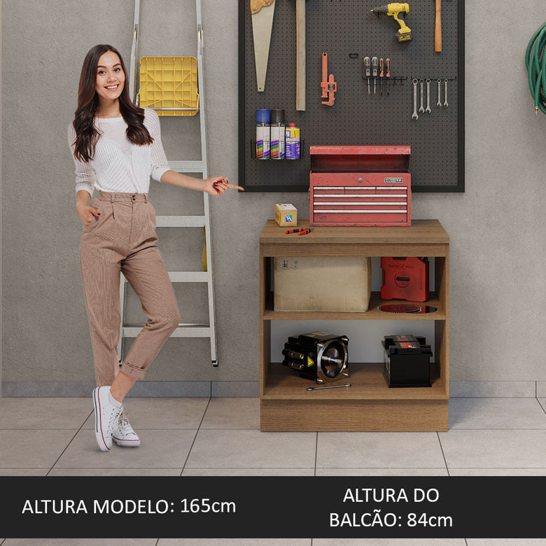 Balcão Multiuso 80cm 2 Portas Rustic/Preto Agata Madesa