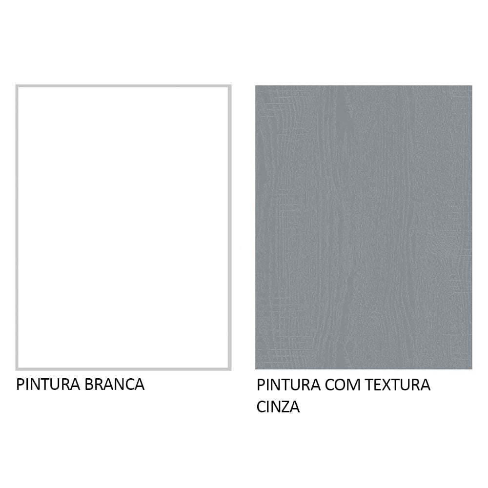 Kit com Balcão e Armário Aéreo Multiuso 80cm Branco/Cinza Agata Madesa