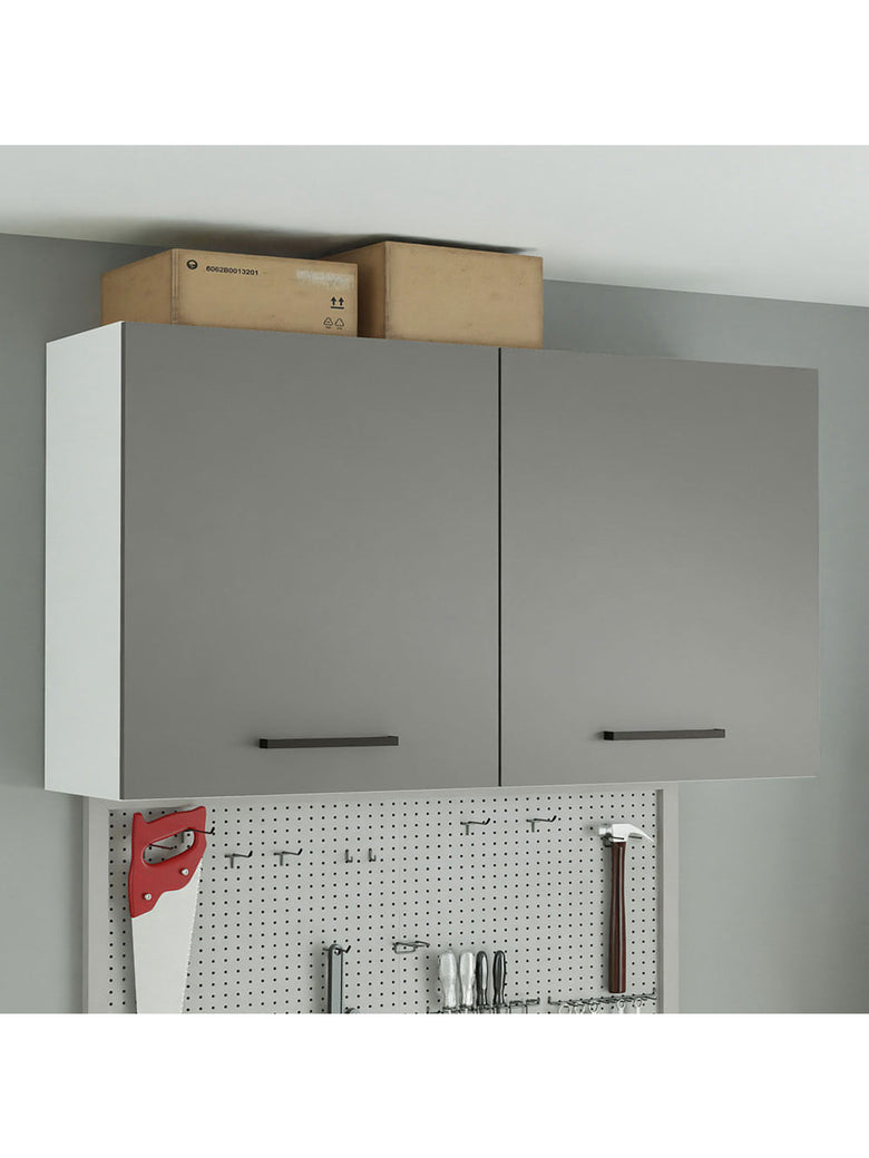 Armário Aéreo Multiuso 120cm 2 Portas Branco/Cinza Agata Madesa