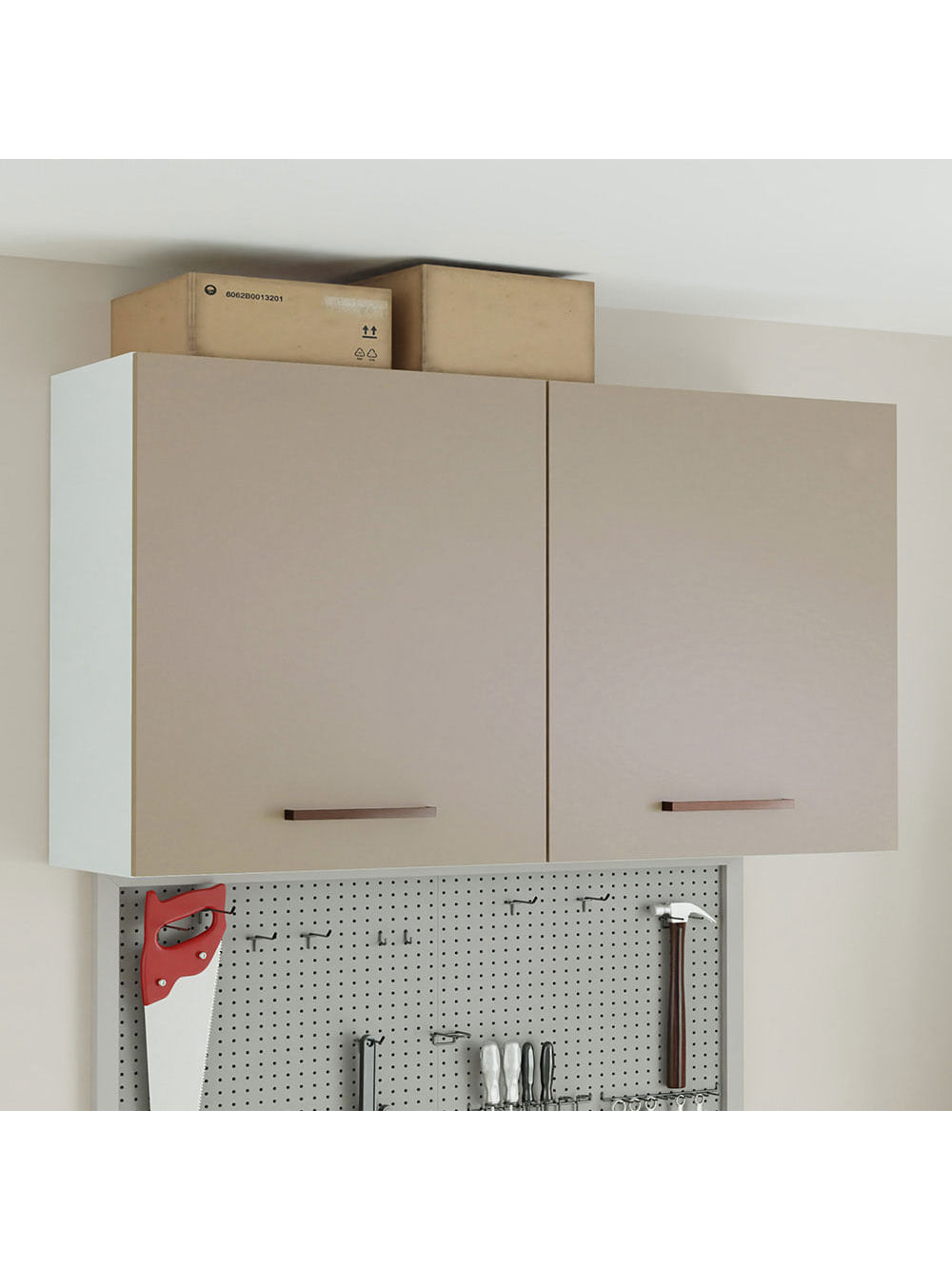 Armário Aéreo Multiuso 120cm 2 Portas Branco/Crema Agata Madesa - Branco/Crema