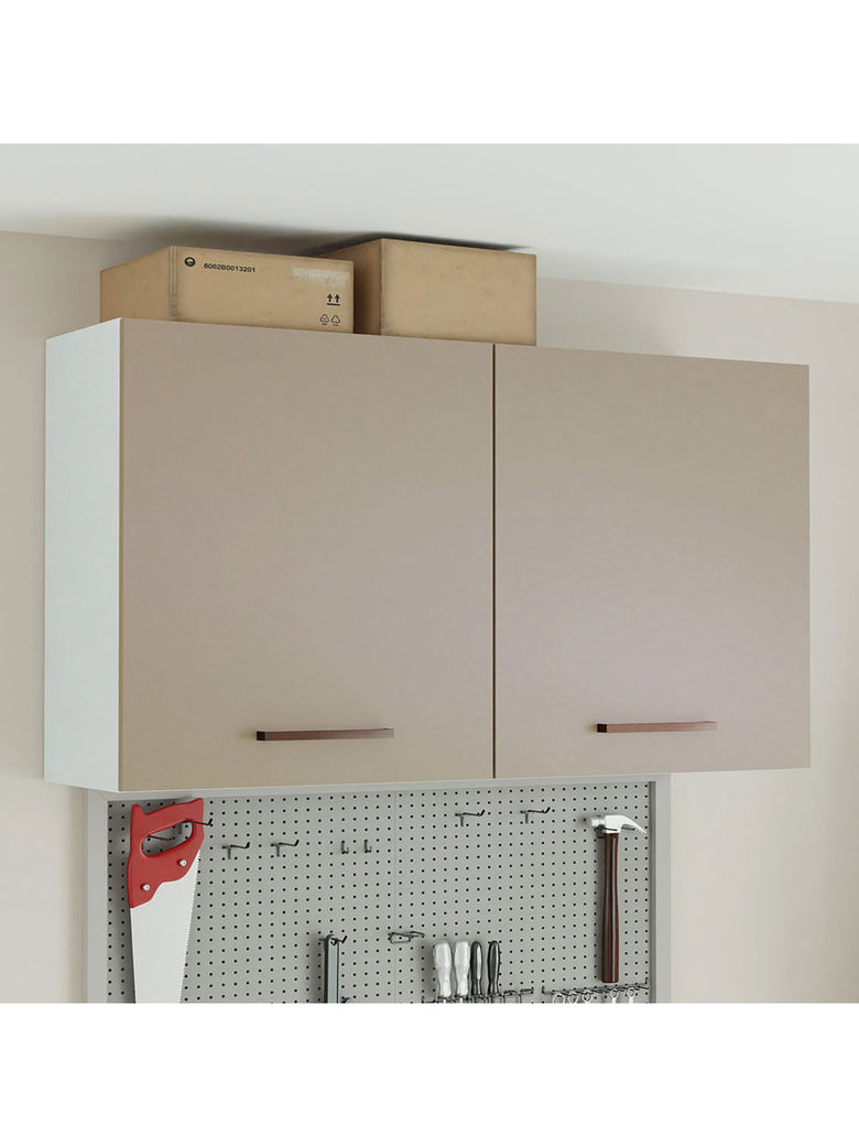 Armário Aéreo Multiuso 120cm 2 Portas Branco/Crema Agata Madesa