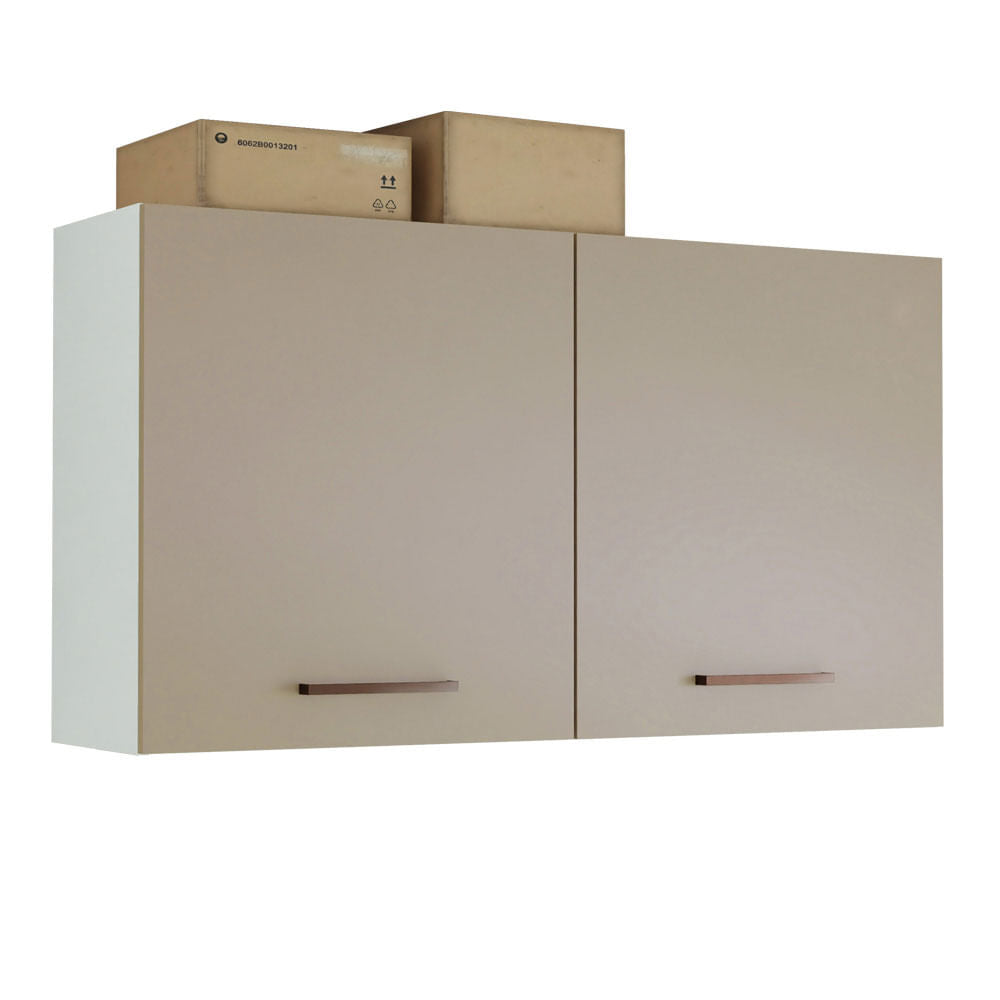Armário Aéreo Multiuso 120cm 2 Portas Branco/Crema Agata Madesa - Branco/Crema