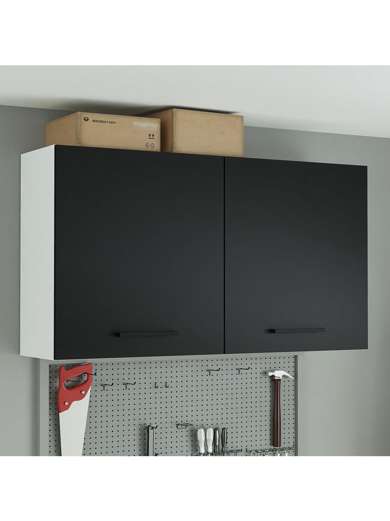 Armário Aéreo Multiuso 120cm 2 Portas Branco/Preto Agata Madesa