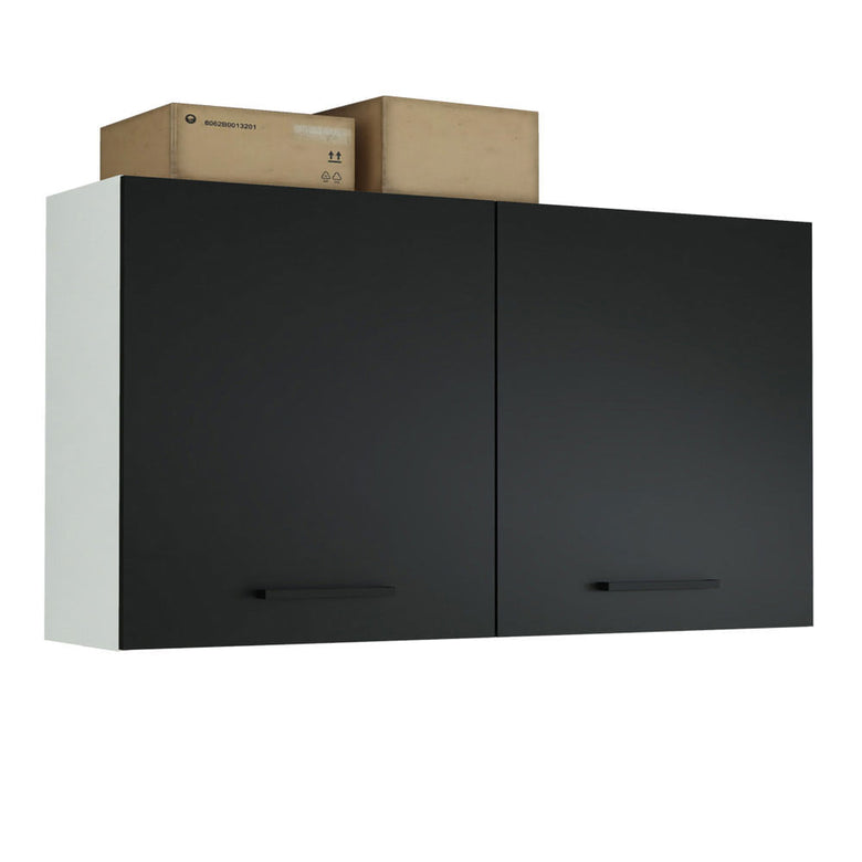Armário Aéreo Multiuso 120cm 2 Portas Branco/Preto Agata Madesa