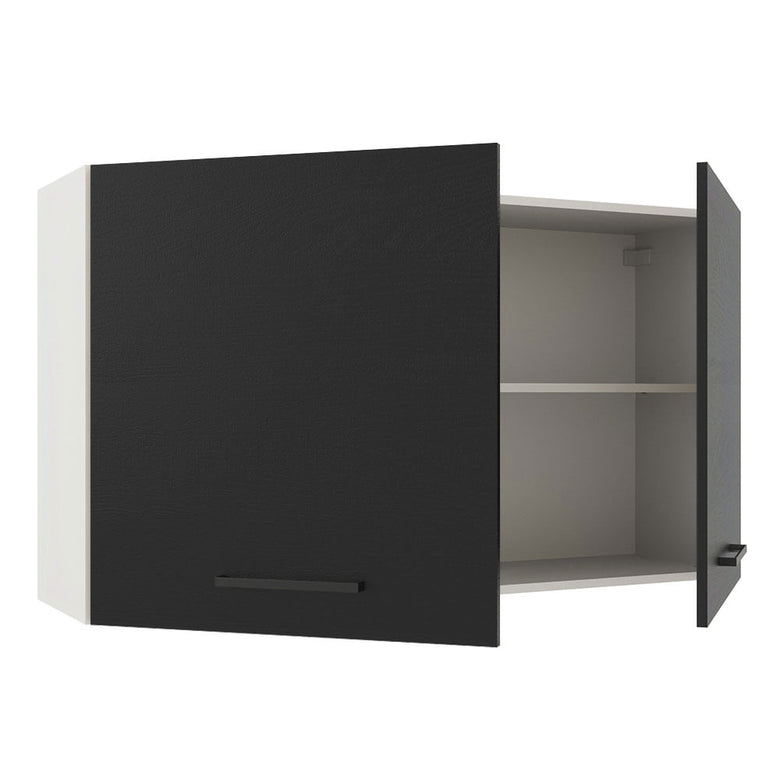 Armário Aéreo Multiuso 120cm 2 Portas Branco/Preto Agata Madesa