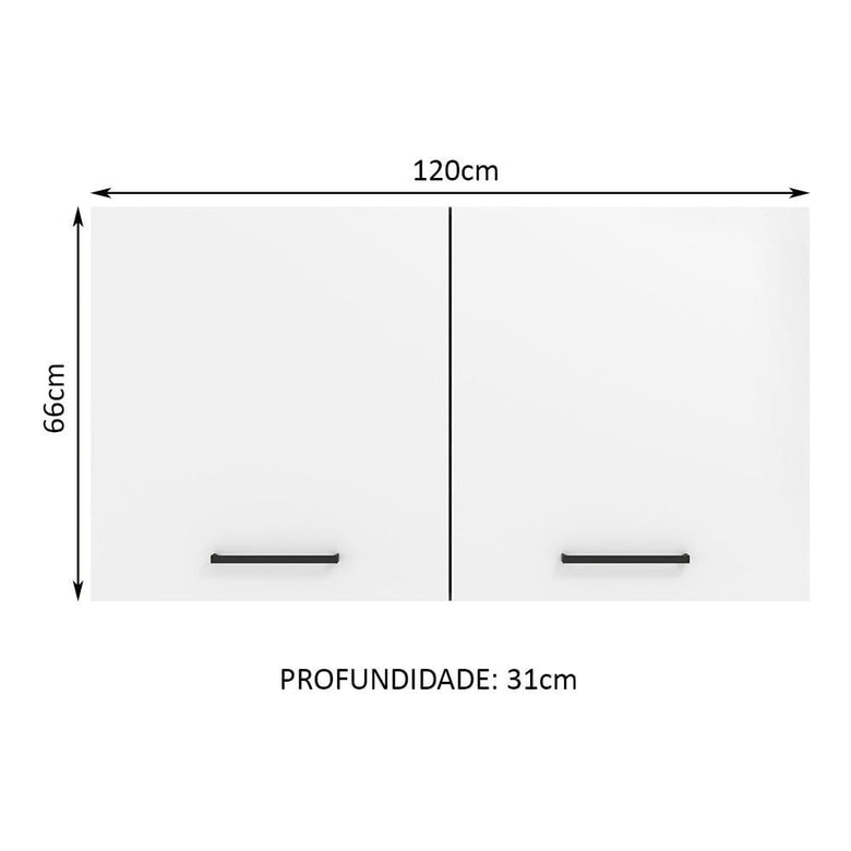 Armário Aéreo Multiuso 120cm 2 Portas Rustic/Branco Agata Madesa