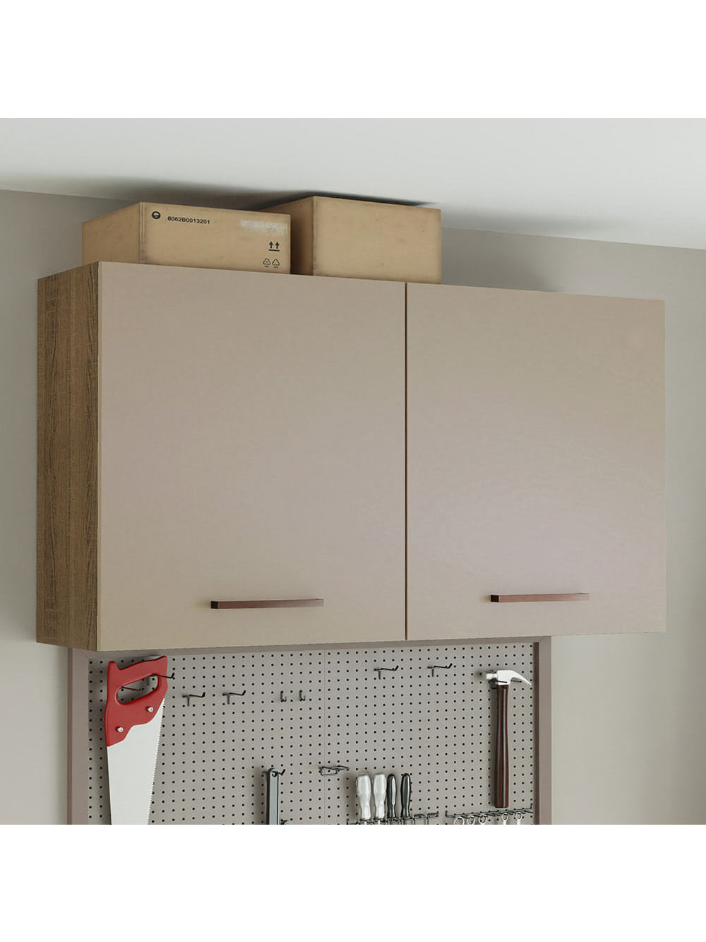 Armário Aéreo Multiuso 120cm 2 Portas Rustic/Crema Agata Madesa - Rustic/Crema