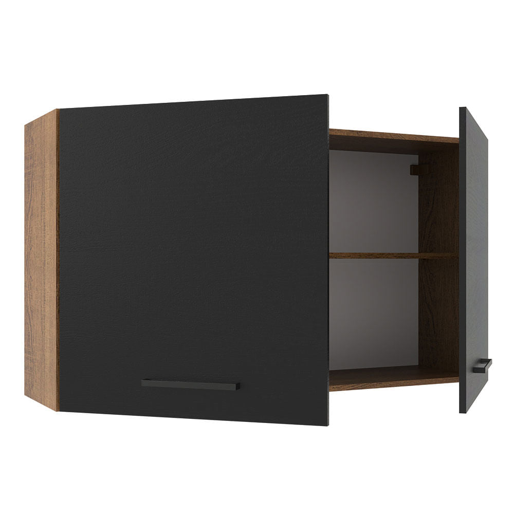 Armário Aéreo Multiuso 120cm 2 Portas Rustic/Preto Agata Madesa