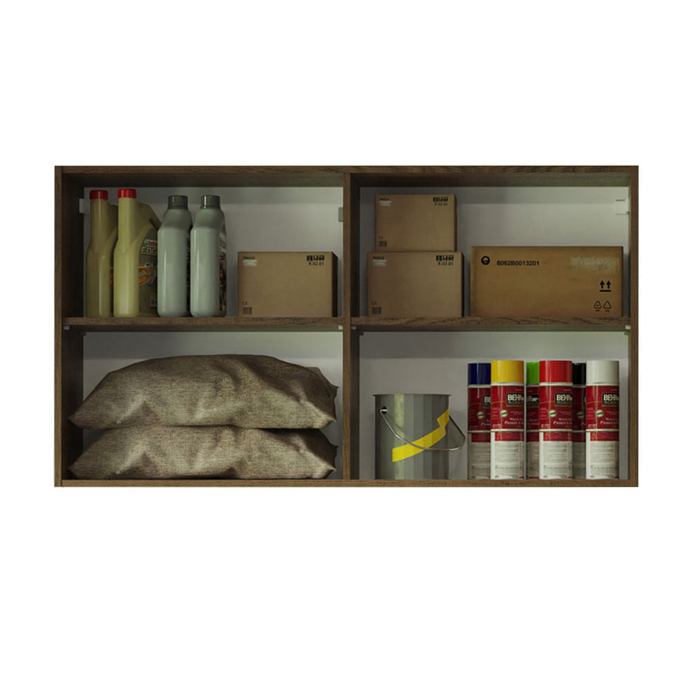 Armário Aéreo Multiuso 120cm 2 Portas Rustic/Preto Agata Madesa