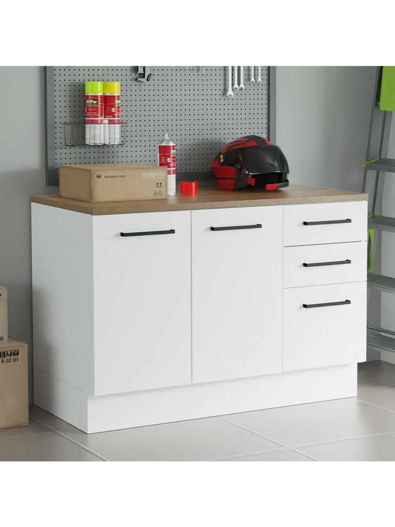 Balcão Multiuso 120cm 2 Portas 3 Gavetas Branco/Rustic Agata Madesa