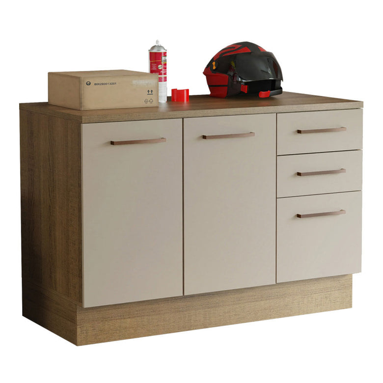 Balcão Multiuso 120cm 2 Portas 3 Gavetas Rustic/Crema Agata Madesa