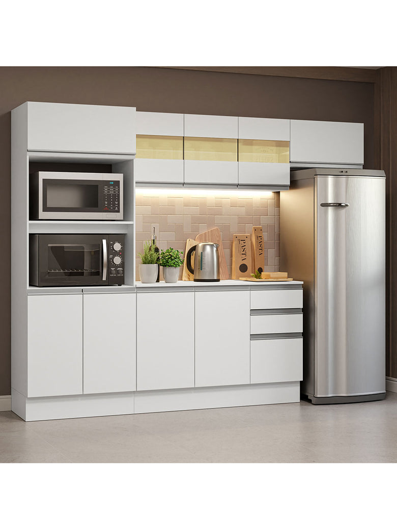 Armário de Cozinha Completa 100% MDF 250cm Branco Smart Madesa 03