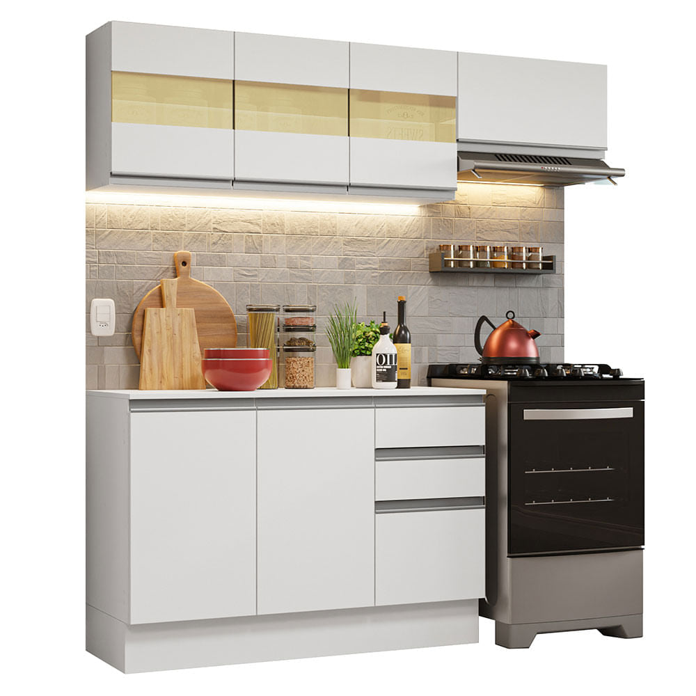 Armário de Cozinha Compacta 100% MDF 180cm Branco Smart Madesa 02 - Branco