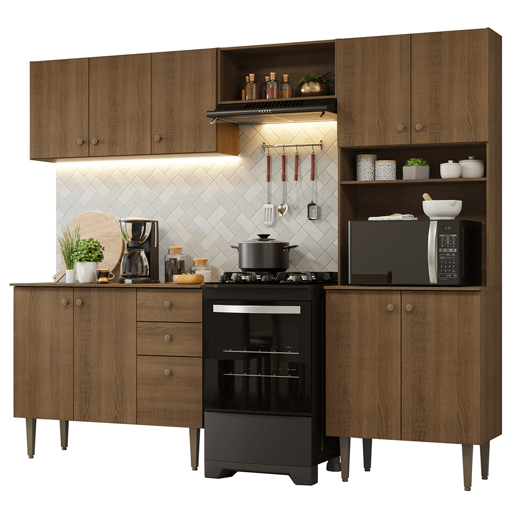 Armário de Cozinha Compacta 235cm Rustic Gourmet Madesa 01 - Rustic