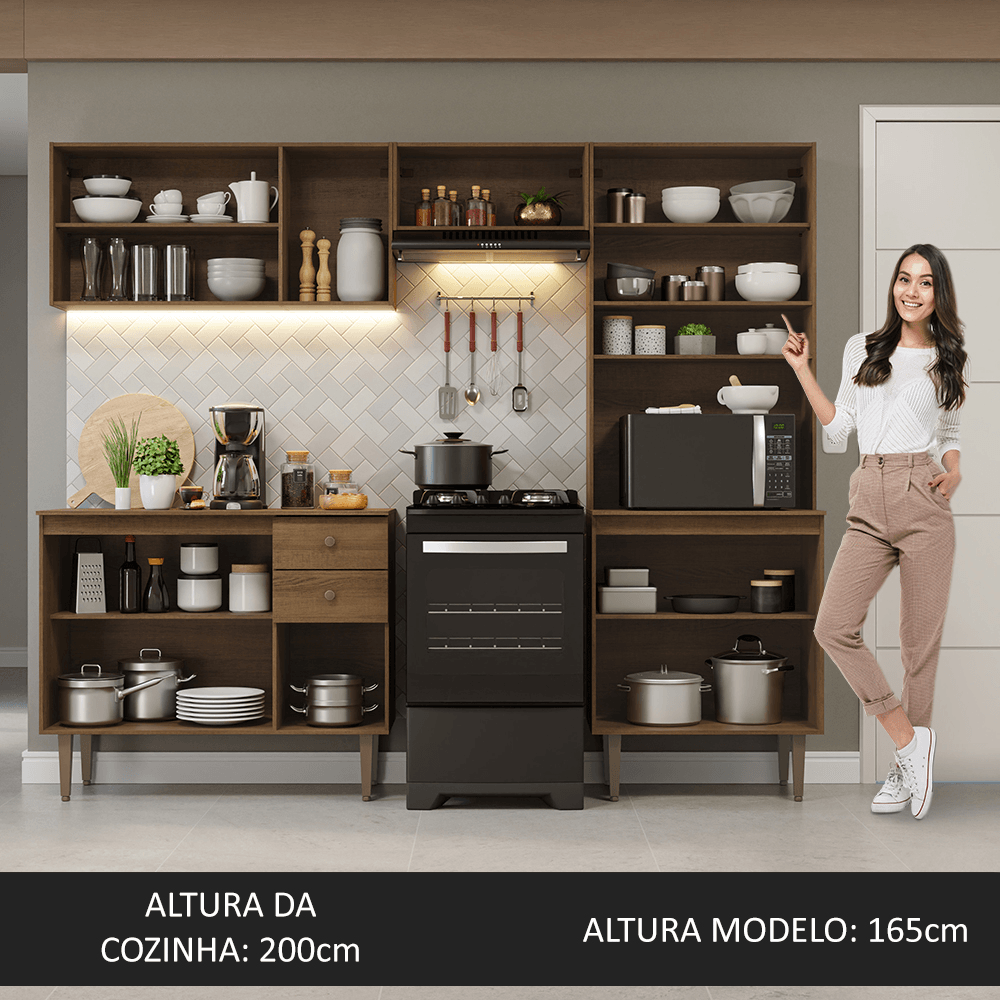 Armário de Cozinha Compacta 235cm Rustic Gourmet Madesa 01