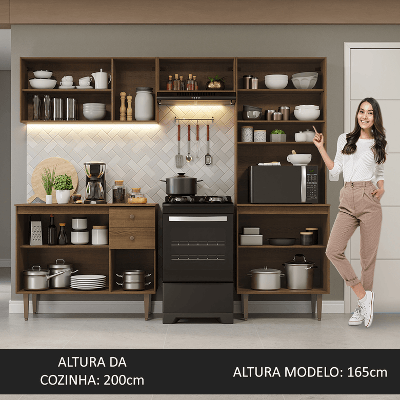Armário de Cozinha Compacta 235cm Rustic Gourmet Madesa 01