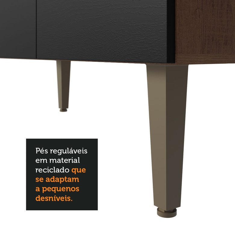 Armário de Cozinha Compacta 235cm Rustic/Preto Gourmet Madesa 01