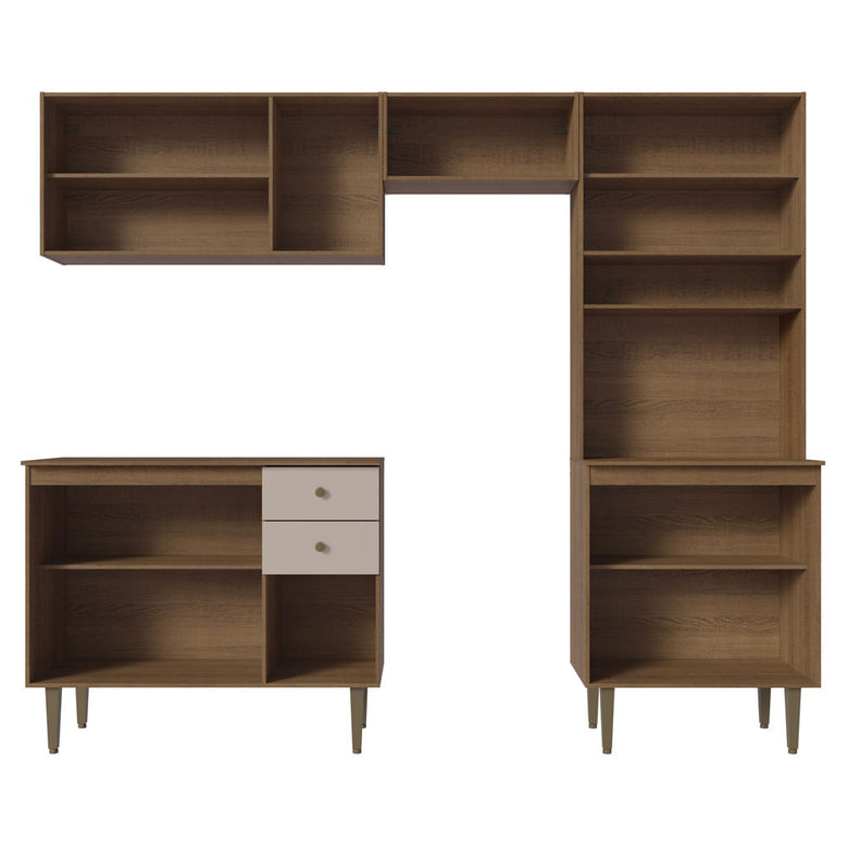 Armário de Cozinha Compacta 235cm Rustic/Crema Gourmet Madesa 01