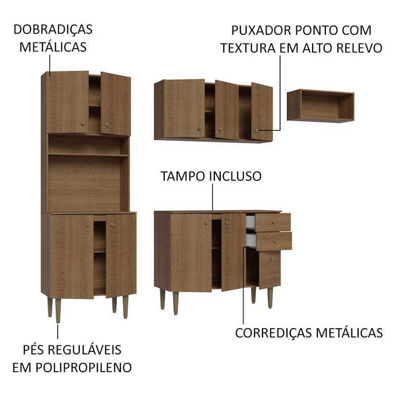 Armário de Cozinha Compacta 235cm Rustic Gourmet Madesa 02