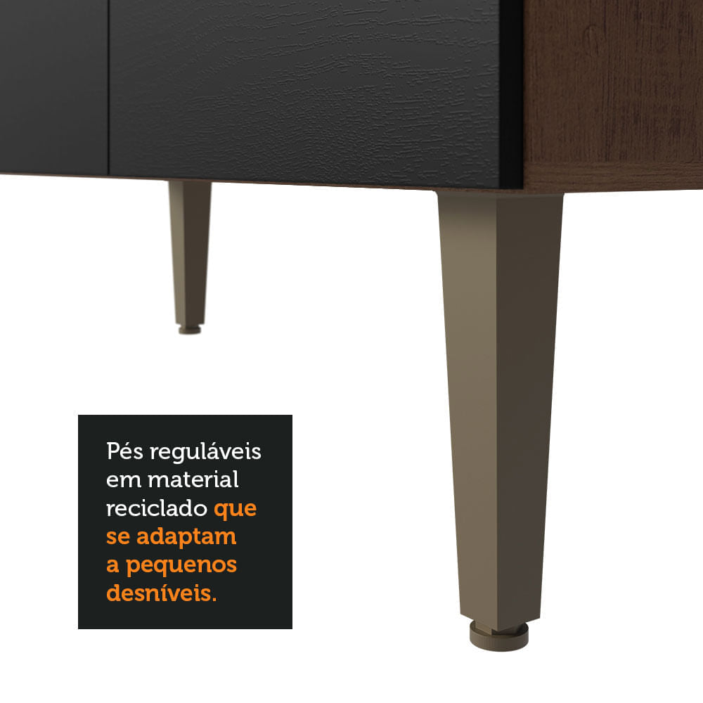 Armário de Cozinha Compacta 235cm Rustic/Preto Gourmet Madesa 02