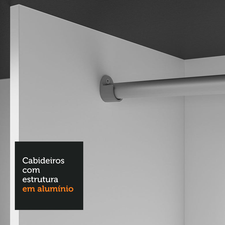 Guarda-Roupa Casal 3 Portas de Correr de Espelho 2 Gavetas Preto Sublime Madesa