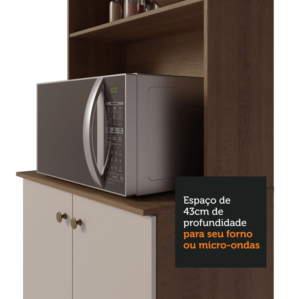 Armário de Cozinha Compacta Quiosque 235cm Rustic/Crema Gourmet Madesa 01