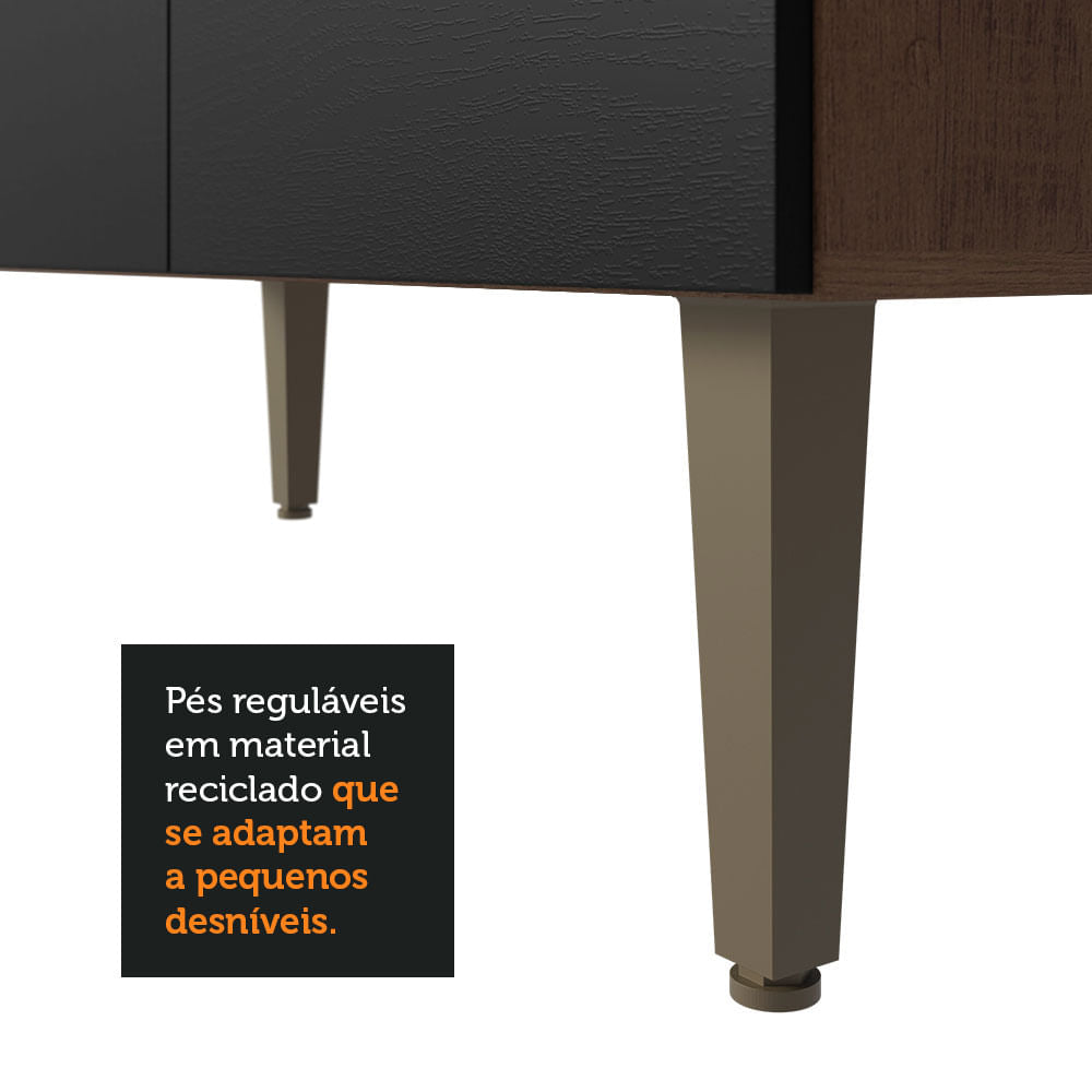 Armário de Cozinha Compacta Quiosque 235cm Rustic/Preto Gourmet Madesa 01