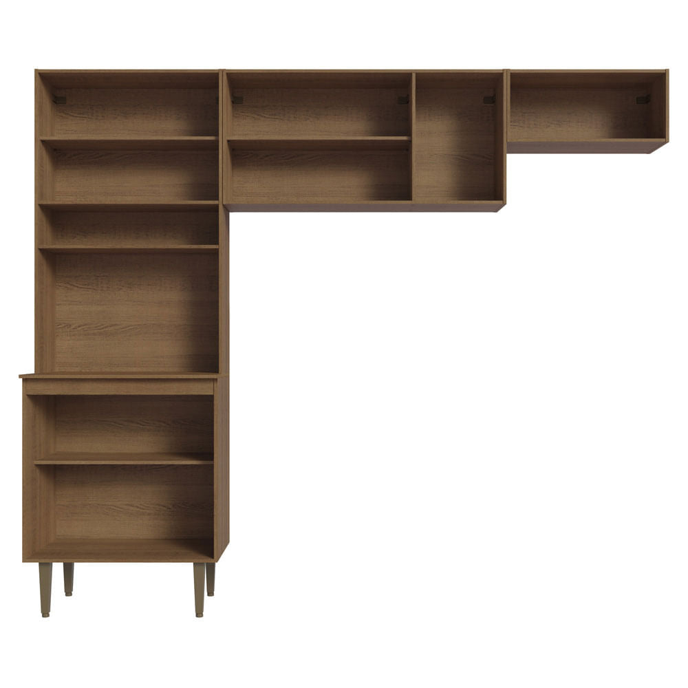 Armário de Cozinha Compacta Quiosque 235cm Rustic/Preto Gourmet Madesa 01